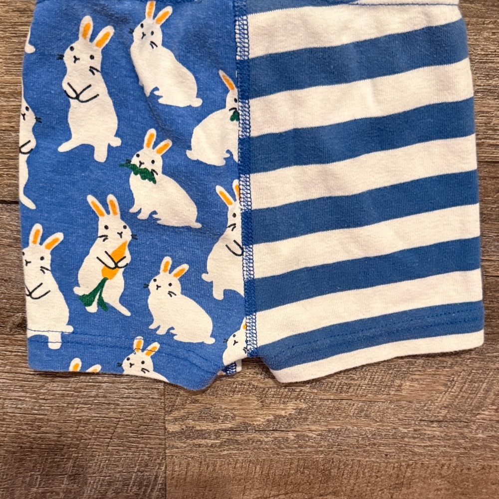 Hanna Andersson 100% Organic Cotton Short John PJ Set w/ Bunny + Striped Print - Picture 16 of 16